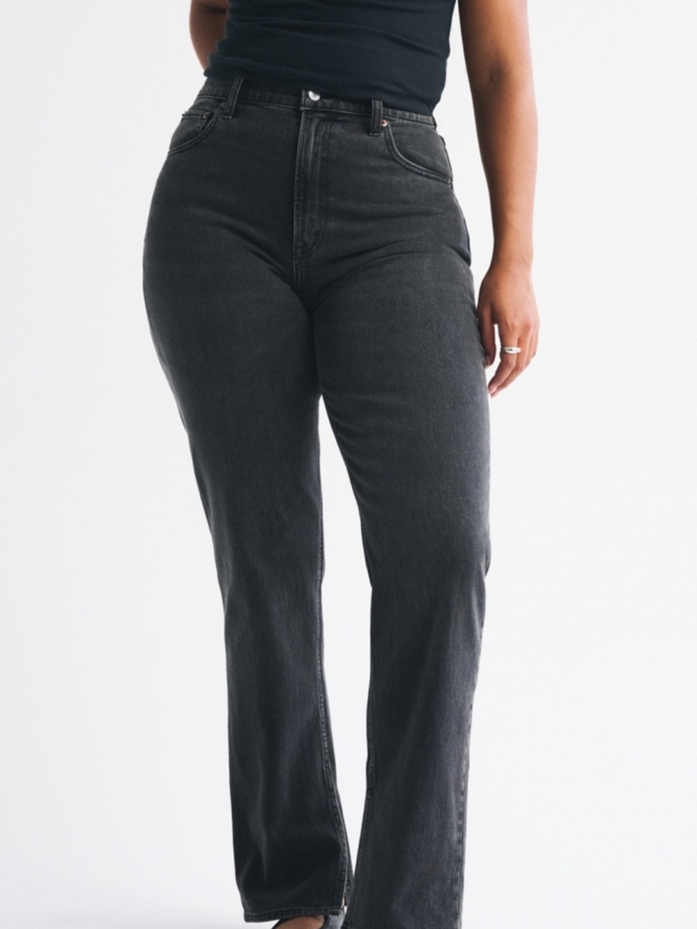 Abercrombie & Fitch Curve Love Ultra High Rise '90s Straight Jeans Black 33/16R